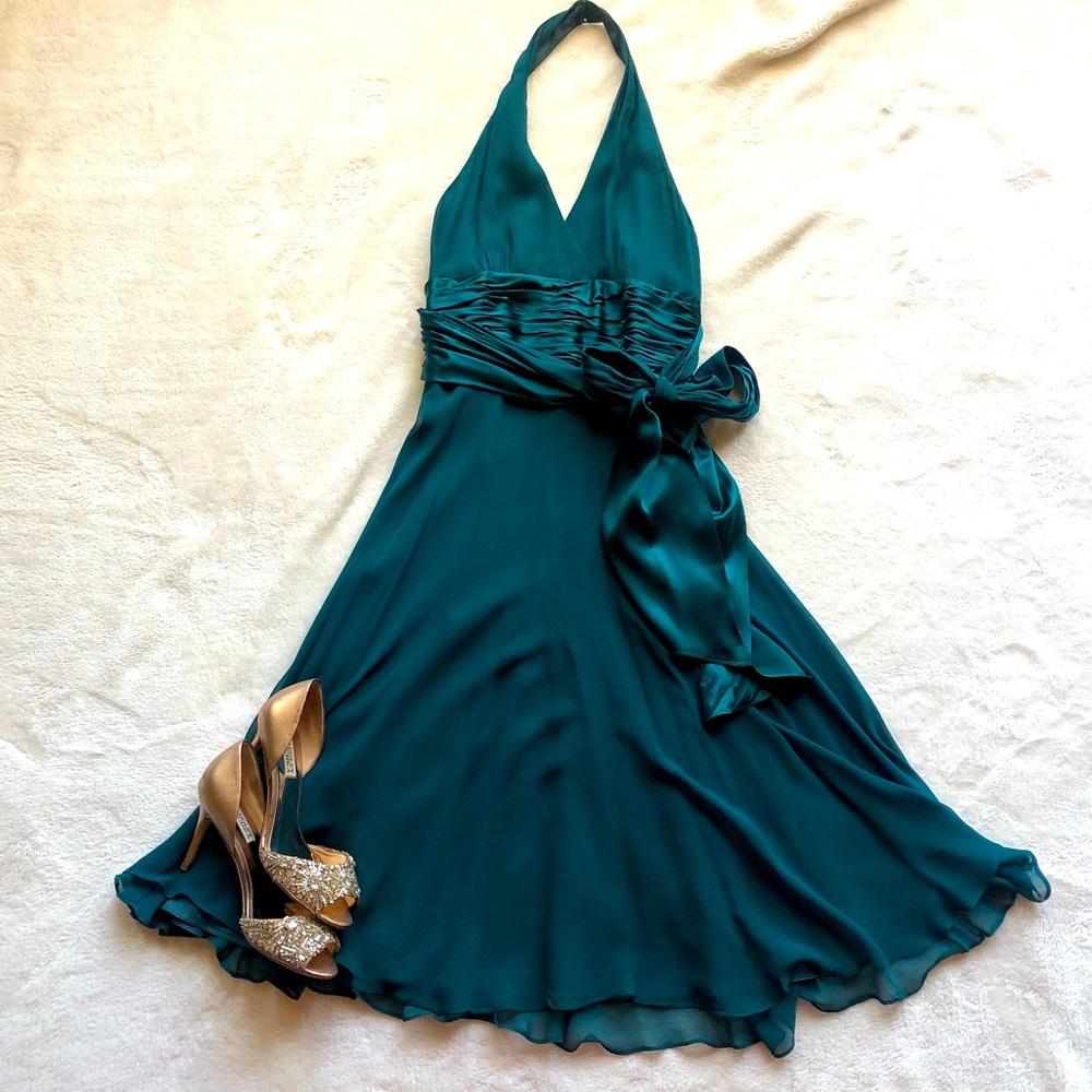 Maggy London halter turquoise dress